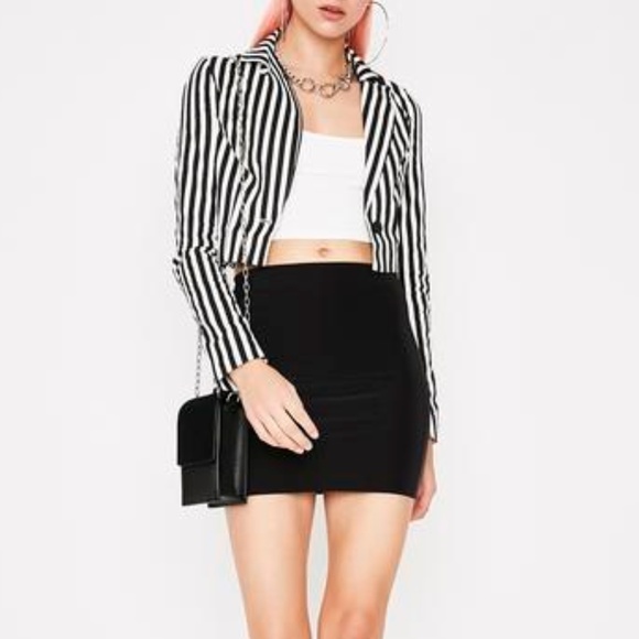 Candie S Jackets Coats Candies Cropped Black White Striped Blazer Poshmark